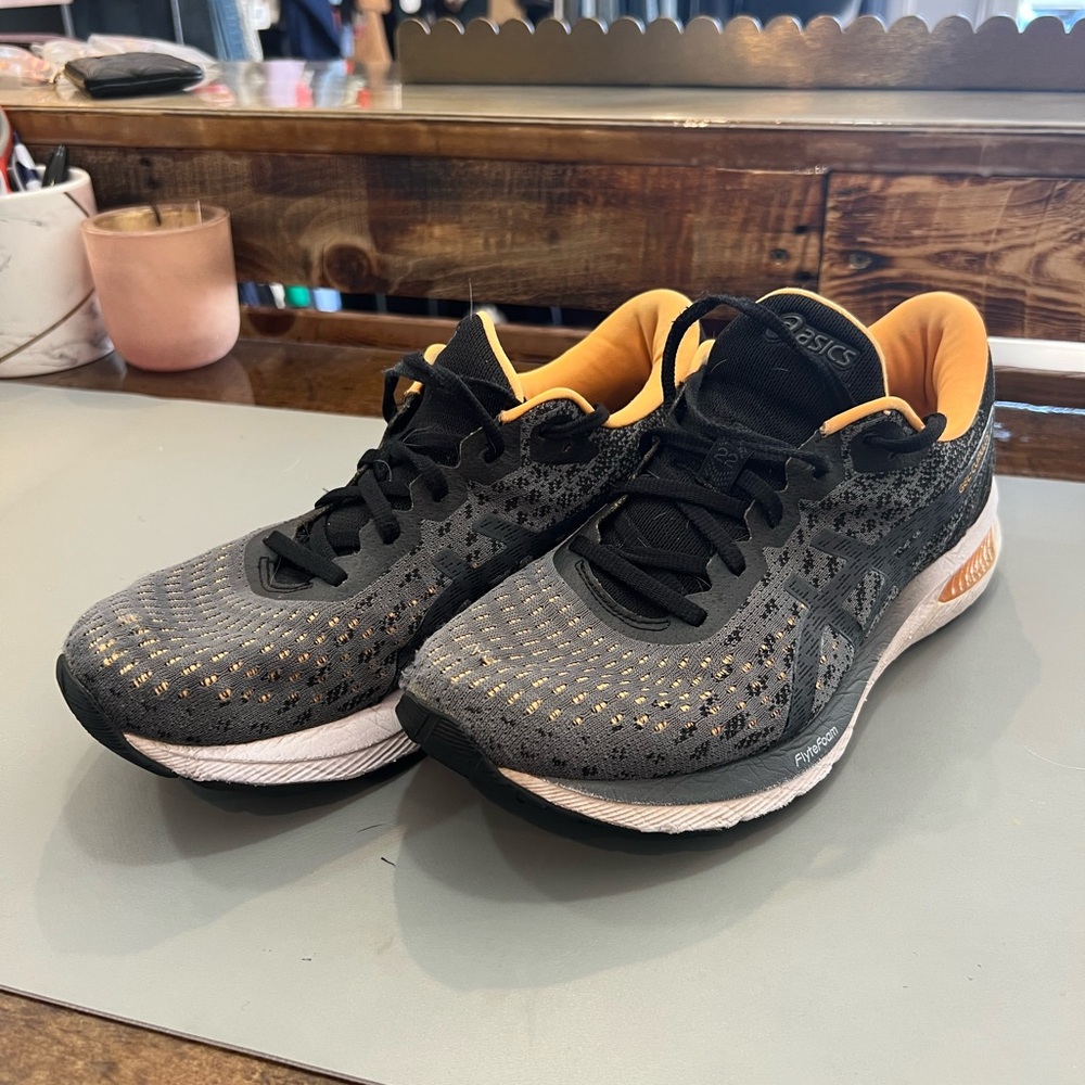 Asics Gray and Orange Athletic Sneakers
